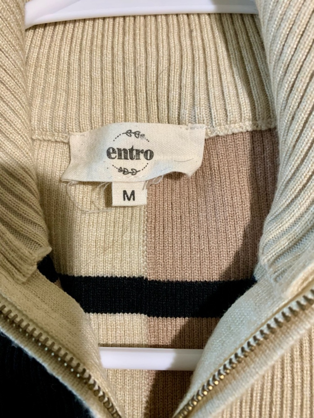 entro Cream and Black Striped Half-Zip Sweater Vest - Picture 6 of 12
